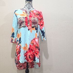 Fig and Flower Floral Dress - Red, Blue, Orange